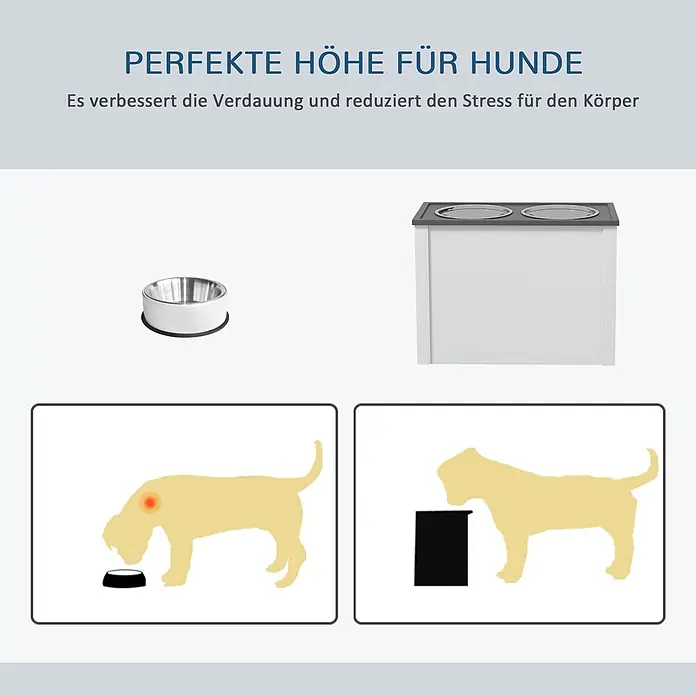 PawHut Futterstation Weiß 60L x 30B x 42H cm - 