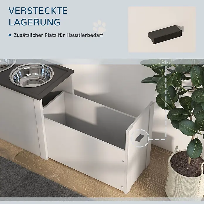 PawHut Futterstation Weiß 60L x 30B x 42H cm - 