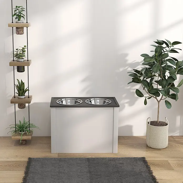 PawHut Futterstation Weiß 60L x 30B x 42H cm - 