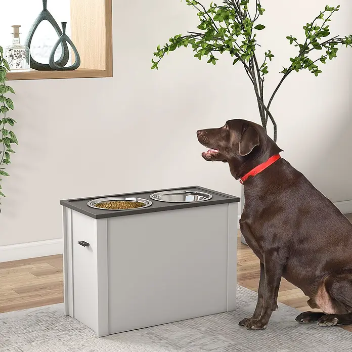 PawHut Futterstation Weiß 60L x 30B x 42H cm - 