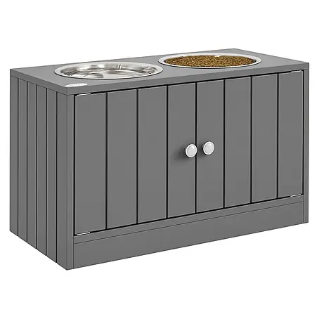 PawHut Futterstation Grau 60L x 30B x 35,5H cm