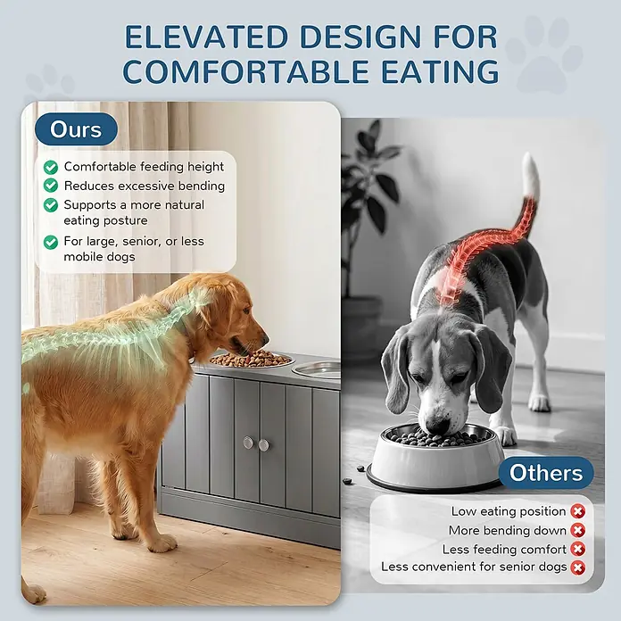 PawHut Futterstation Grau 60L x 30B x 35,5H cm - 