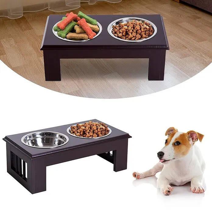 PawHut Futternapf Espresso 44L x 24B x 15H cm - 