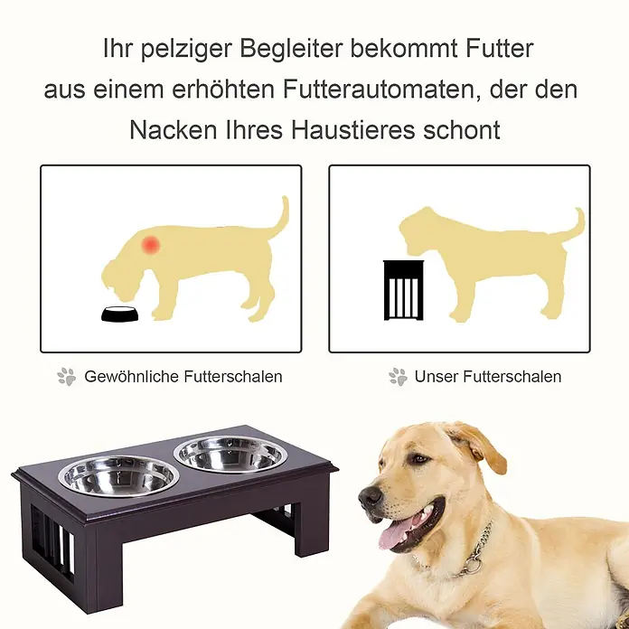 PawHut Futternapf Espresso 44L x 24B x 15H cm - 