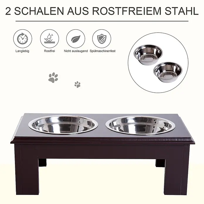 PawHut Futternapf Espresso 44L x 24B x 15H cm - 
