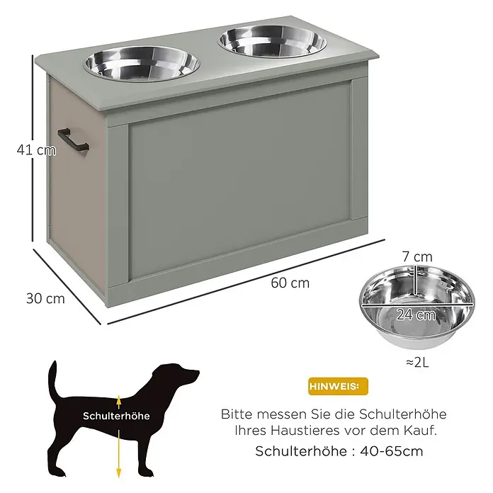 PawHut Napf Grau 60L x 30B x 41H cm - 