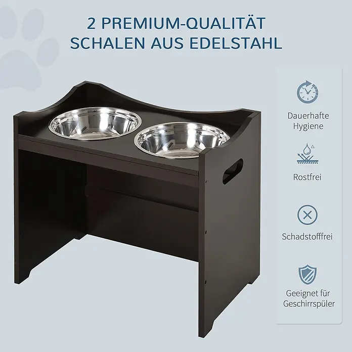 PawHut Futterstation Kaffee L54 × B31,5 × H47 cm - 