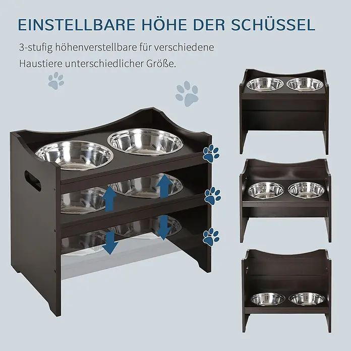 PawHut Futterstation Kaffee L54 × B31,5 × H47 cm - 