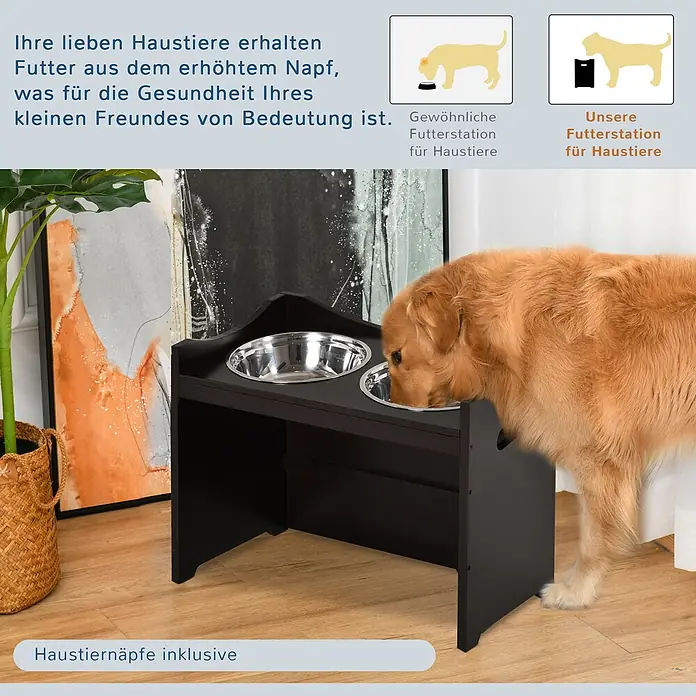 PawHut Futterstation Kaffee L54 × B31,5 × H47 cm - 