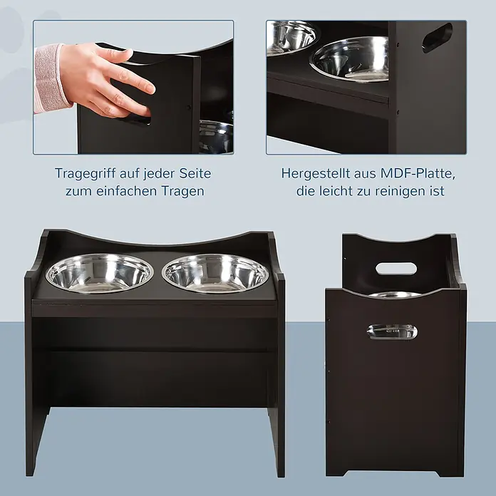 PawHut Futterstation Kaffee L54 × B31,5 × H47 cm - 