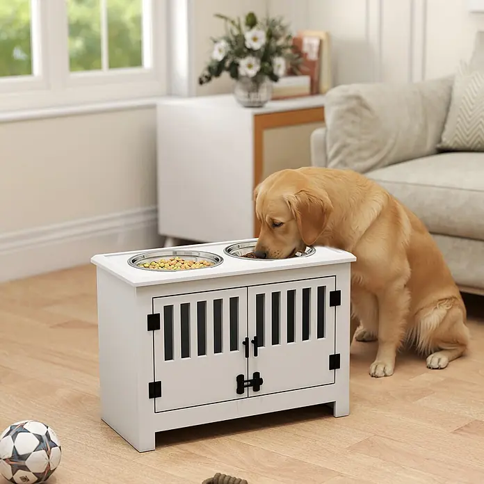 PawHut Futterstation Weiß 60L x 30B x 43H cm - 
