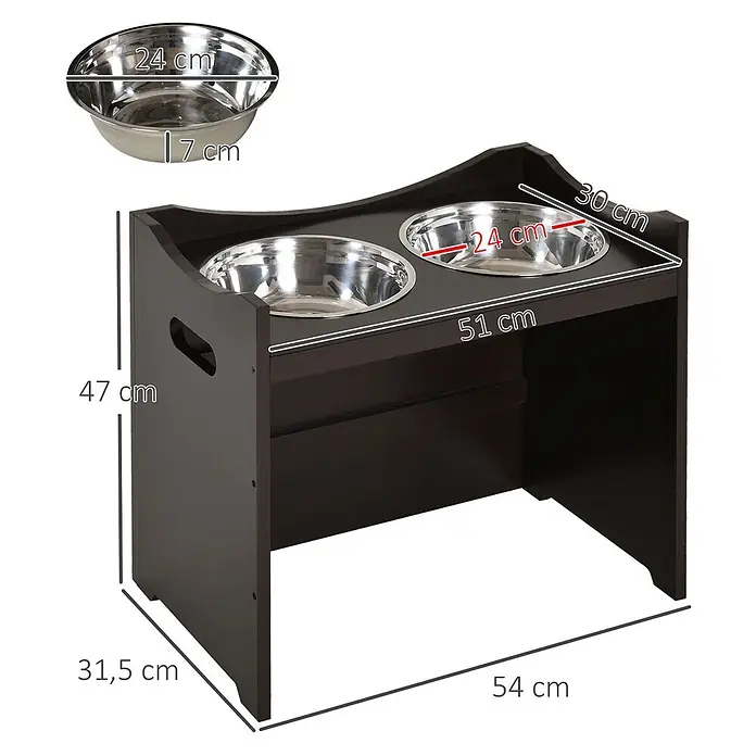 PawHut Futterstation Kaffee L54 × B31,5 × H47 cm - 