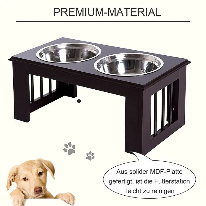 PawHut Futternapf Espresso 58,4L x 30,5B x 25,4H cm - 
