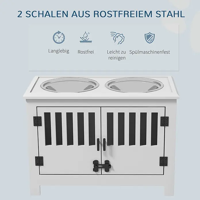 PawHut Futterstation Weiß 60L x 30B x 43H cm - 
