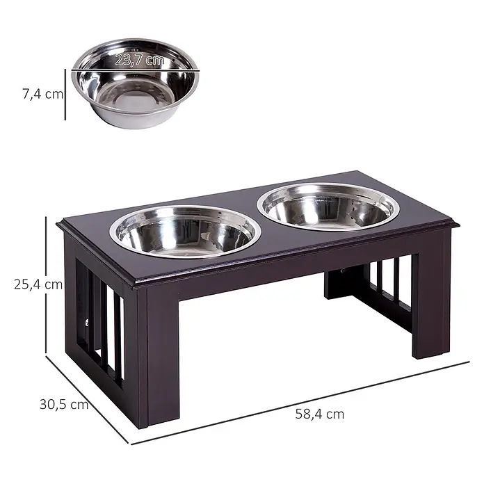 PawHut Futternapf Espresso 58,4L x 30,5B x 25,4H cm - 