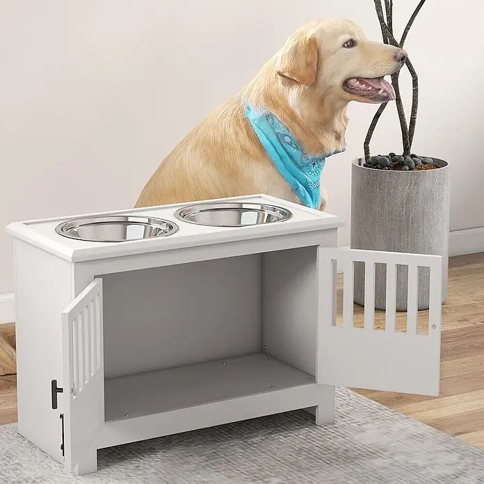 PawHut Futterstation Weiß 60L x 30B x 43H cm - 