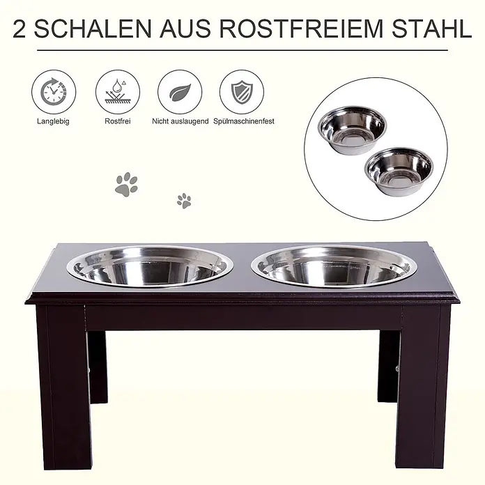 PawHut Futternapf Espresso 58,4L x 30,5B x 25,4H cm - 