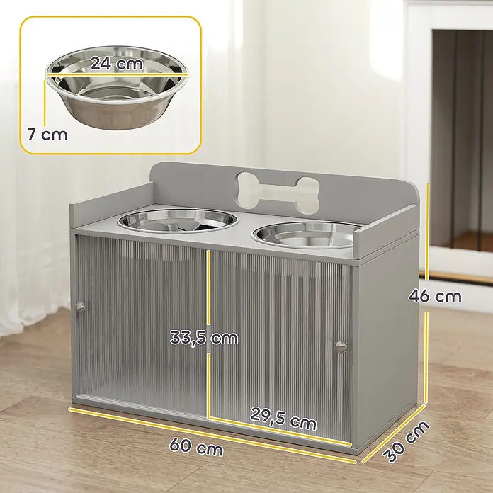 PawHut Hundenapf Grau 60L x 30B x 46H cm - 