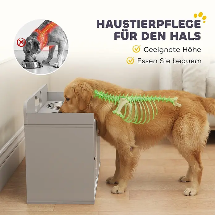 PawHut Hundenapf Grau 60L x 30B x 46H cm - 