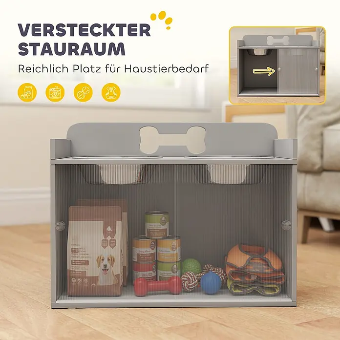 PawHut Hundenapf Grau 60L x 30B x 46H cm - 