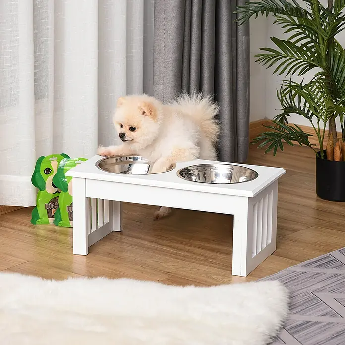 PawHut Futternapf Weiß 44L x 24B x 15H cm - 