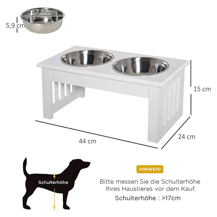 PawHut Futternapf Weiß 44L x 24B x 15H cm - 