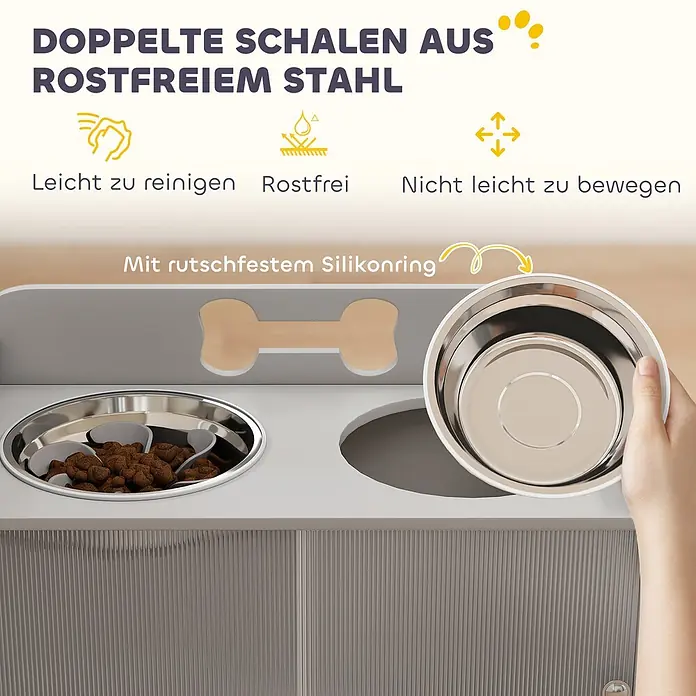 PawHut Hundenapf Grau 60L x 30B x 46H cm - 
