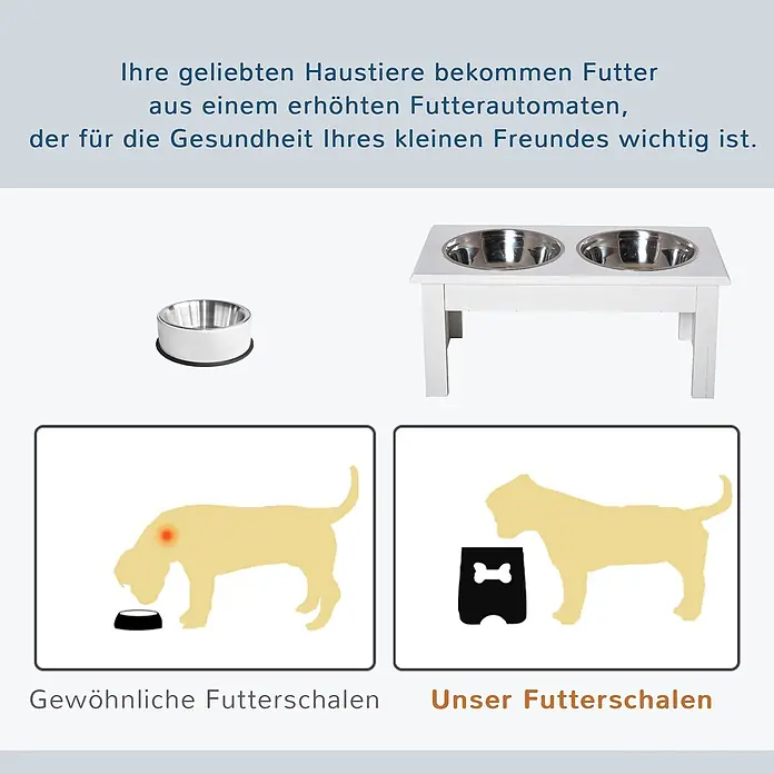 PawHut Futternapf Weiß 44L x 24B x 15H cm - 