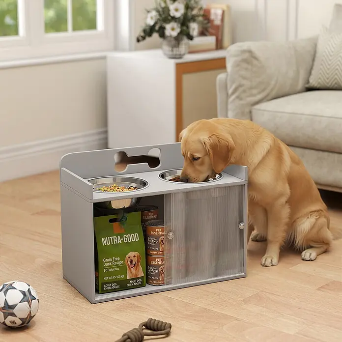 PawHut Hundenapf Grau 60L x 30B x 46H cm - 