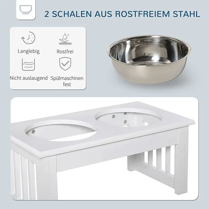 PawHut Futternapf Weiß 44L x 24B x 15H cm - 