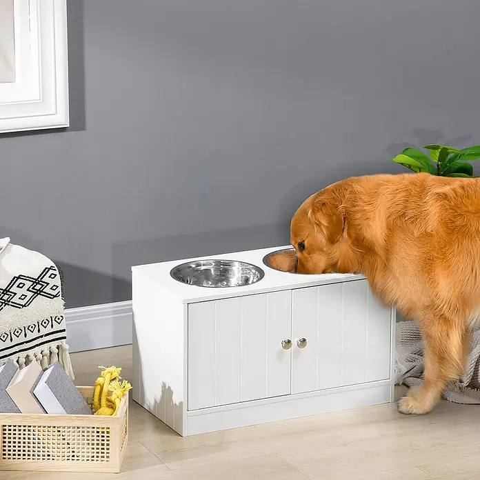 PawHut Futterstation Weiß 60L x 30B x 35,5H cm - 