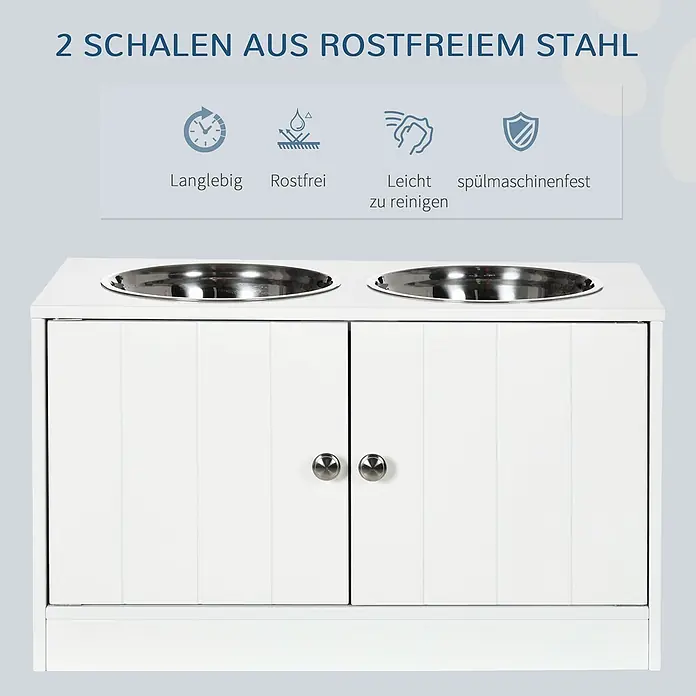 PawHut Futterstation Weiß 60L x 30B x 35,5H cm - 