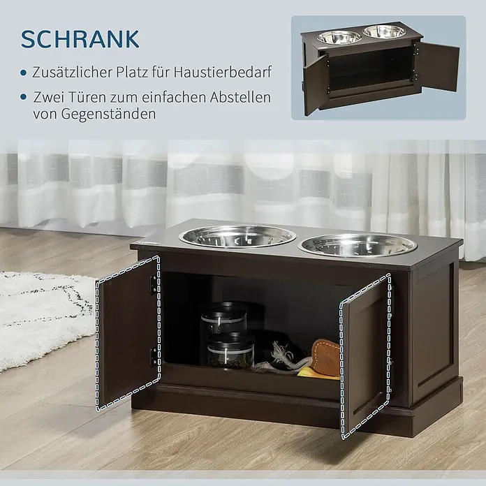 PawHut Hundenapf Kaffee 60L x 30B x 34H cm - 