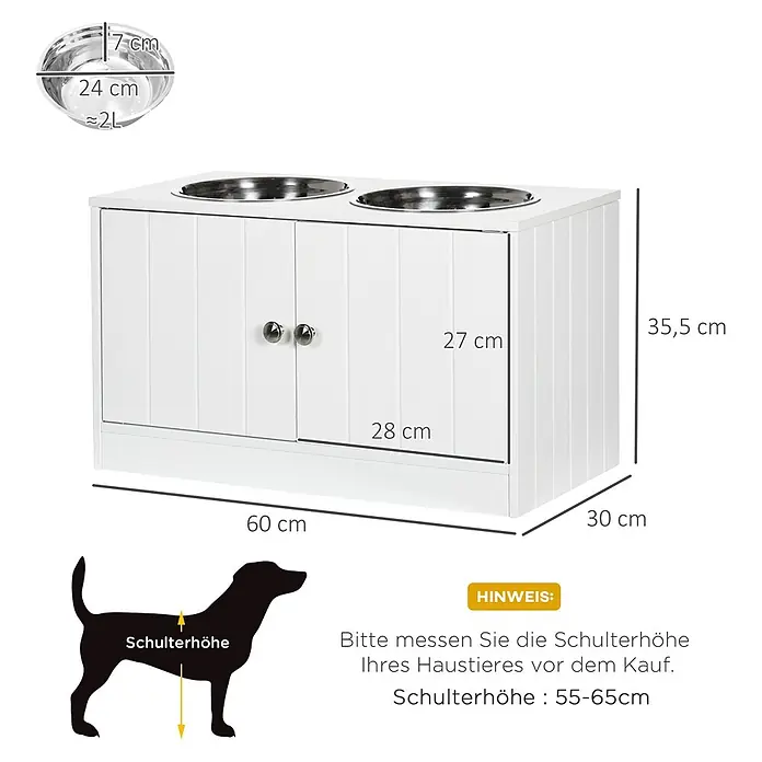 PawHut Futterstation Weiß 60L x 30B x 35,5H cm - 