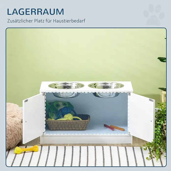 PawHut Futterstation Weiß 60L x 30B x 35,5H cm - 