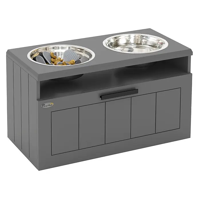 PawHut Futterstation Grau 60L x 30B x 35H cm - 