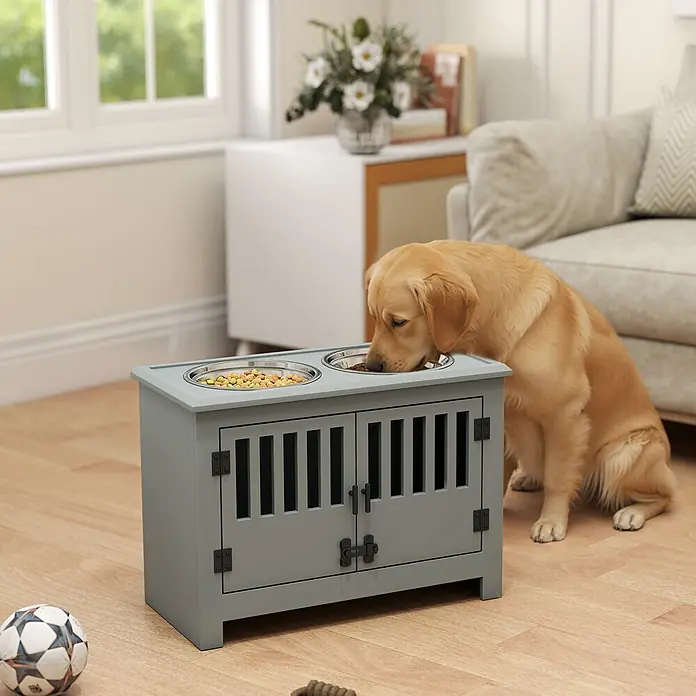 PawHut Futterstation Grau 60L x 30B x 43H cm - 