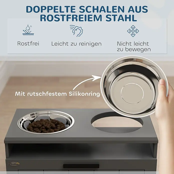 PawHut Futterstation Grau 60L x 30B x 35H cm - 