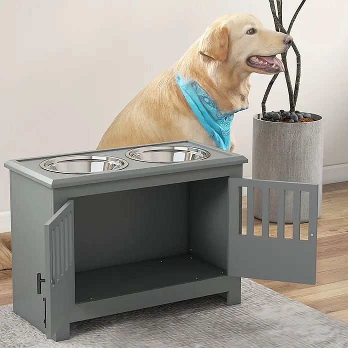 PawHut Futterstation Grau 60L x 30B x 43H cm - 