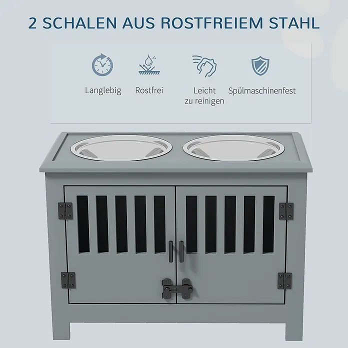 PawHut Futterstation Grau 60L x 30B x 43H cm - 