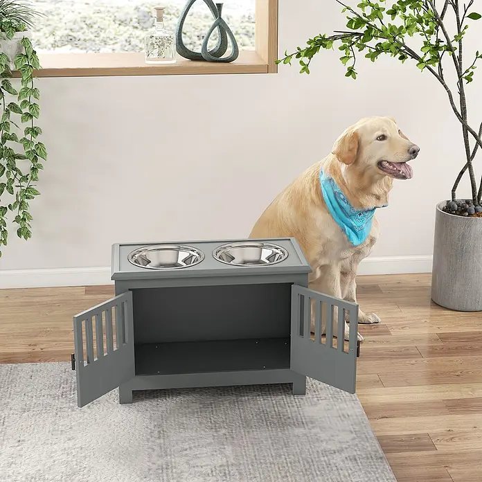 PawHut Futterstation Grau 60L x 30B x 43H cm - 