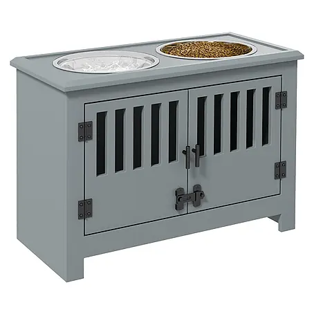 PawHut Futterstation Grau 60L x 30B x 43H cm