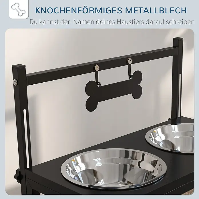 PawHut Futterstation Schwarz 40,5L x 22B x 39H cm - 