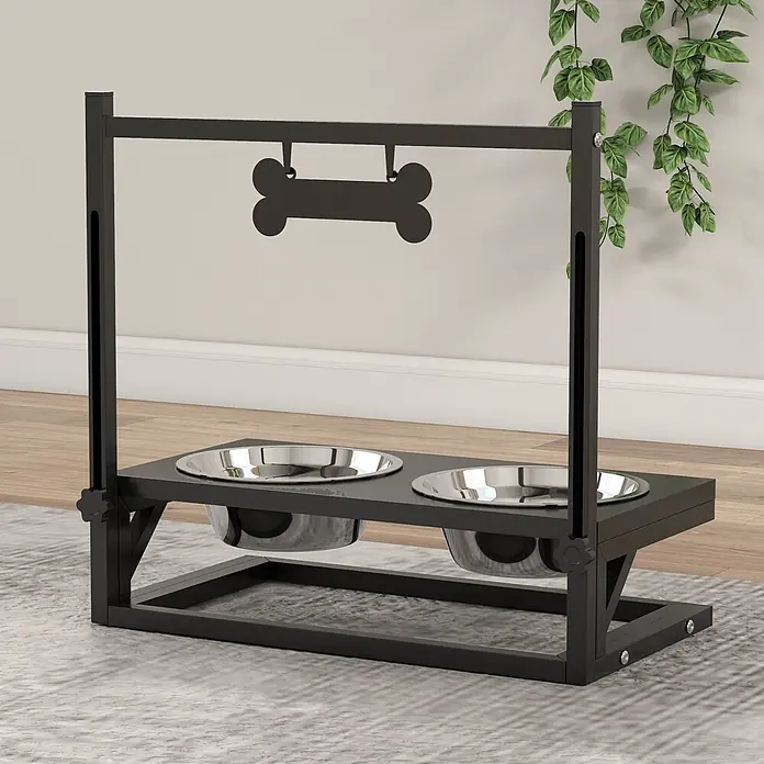 PawHut Futterstation Schwarz 40,5L x 22B x 39H cm - 