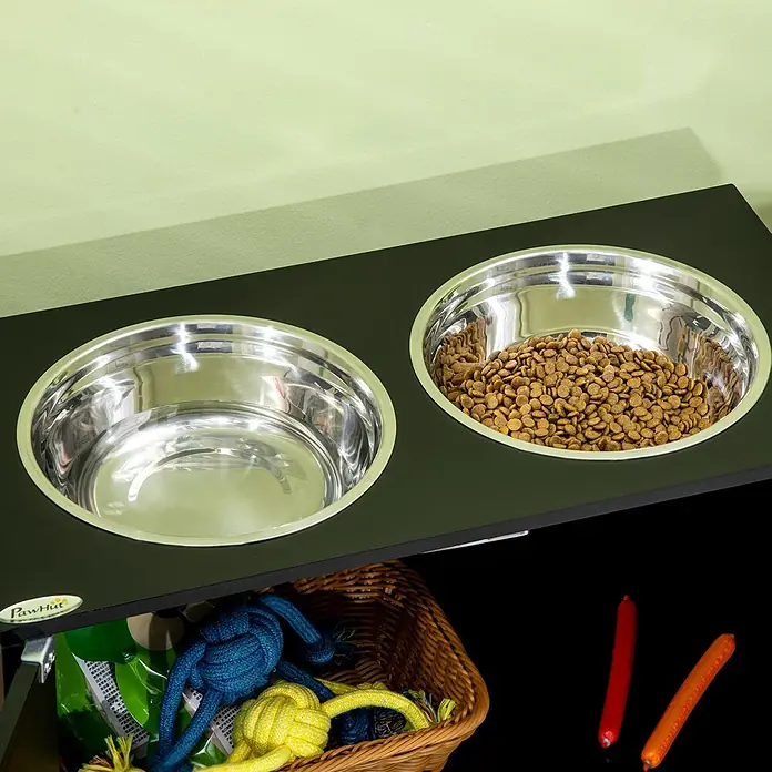 PawHut Futterstation Schwarz 60L x 30B x 35,5H cm - 