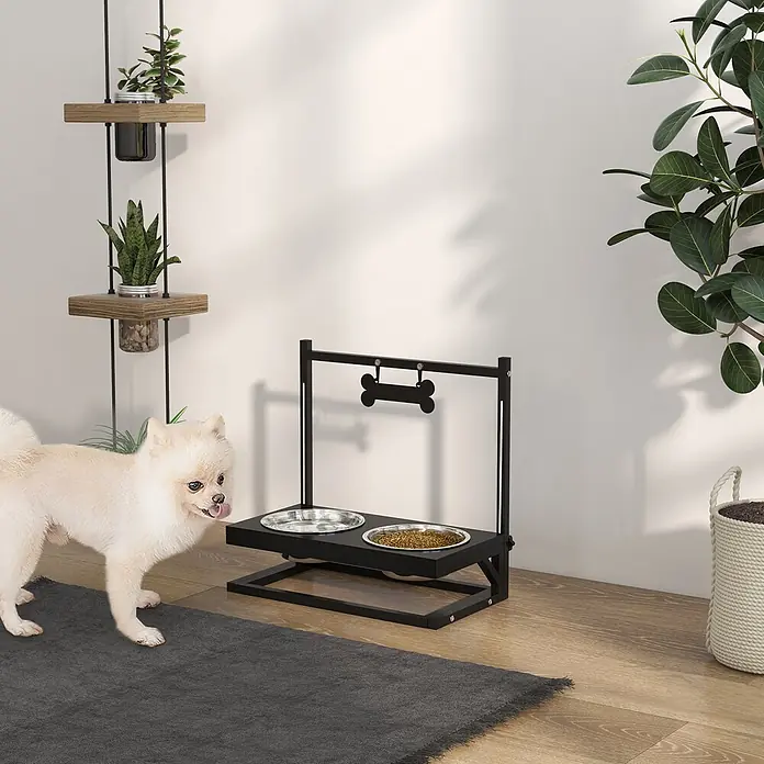 PawHut Futterstation Schwarz 40,5L x 22B x 39H cm - 