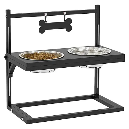 PawHut Futterstation Schwarz 40,5L x 22B x 39H cm