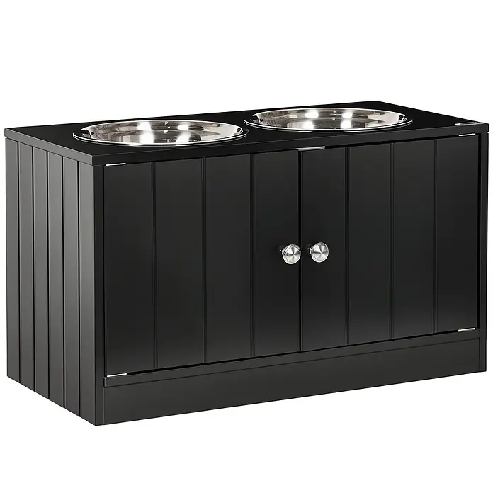 PawHut Futterstation Schwarz 60L x 30B x 35,5H cm - 