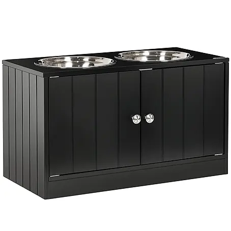 PawHut Futterstation Schwarz 60L x 30B x 35,5H cm