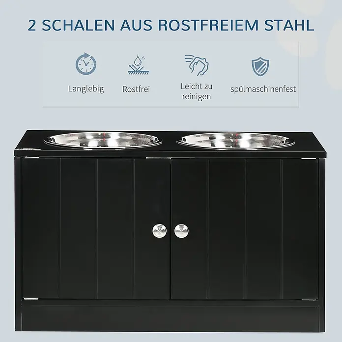 PawHut Futterstation Schwarz 60L x 30B x 35,5H cm - 